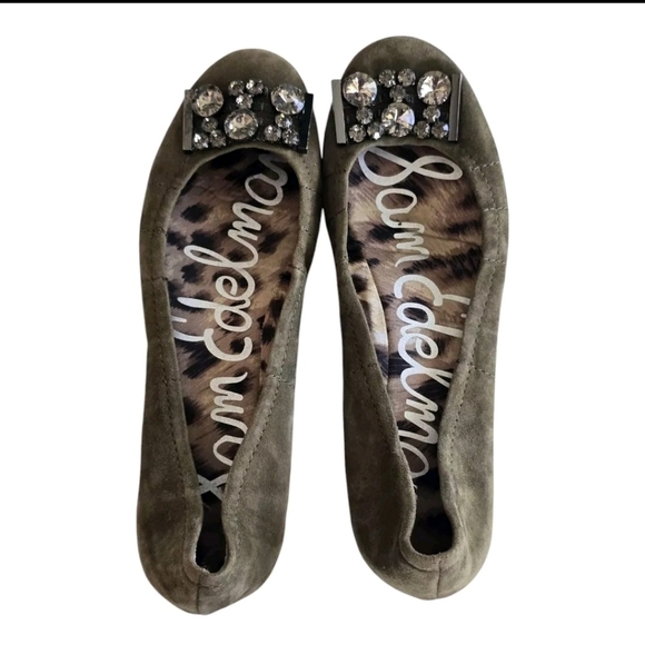 Sam Edelman Ballet Flats Women 8.5 Caper Jewel Embellished Suede Excellent - Picture 2 of 9